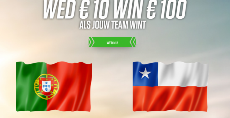 SUPERACTIE! Pak 10(!) keer je inzet bij winst van Portugal of Chili!